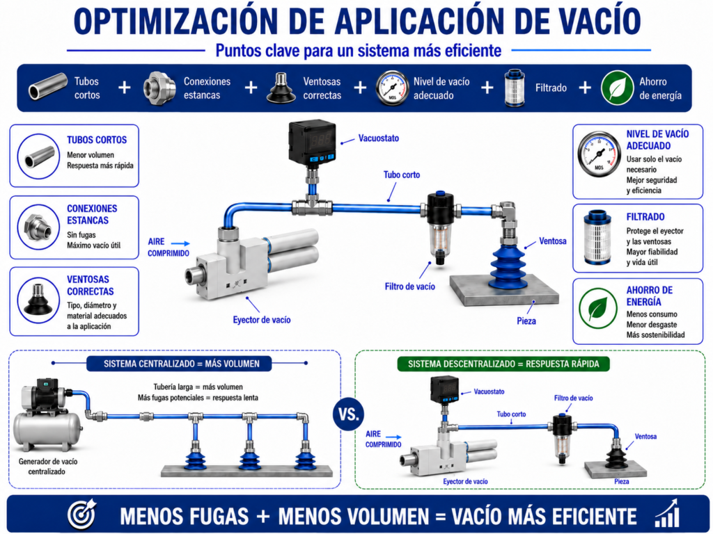 optimizar aplicación de vacío neumática