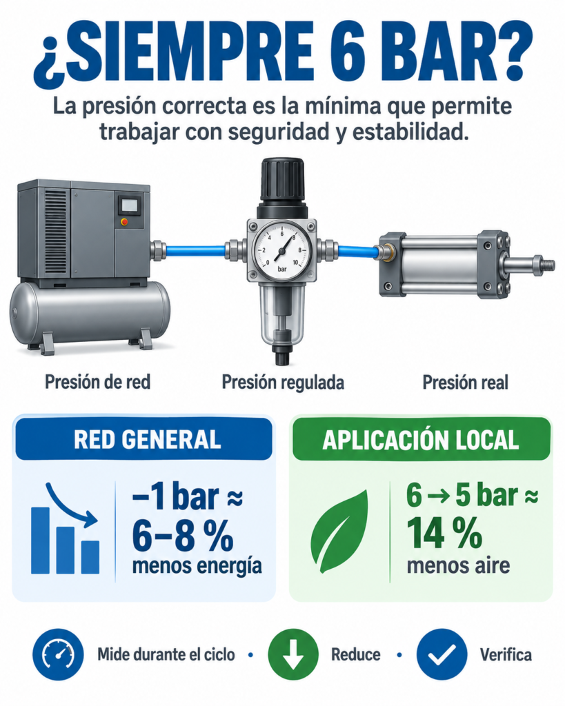 Reducir presión neumática industrial